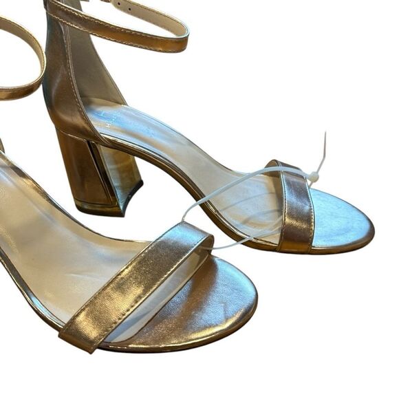 Revolve H by Halston Rose Gold and Silver Practical Block Heel Sandals NWOT - Picture 5 of 12